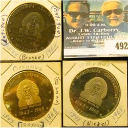 Three-Piece Set of Ottumwa, Iowa Territorial Celebration Medals, all 39mm. None of the usual foam da