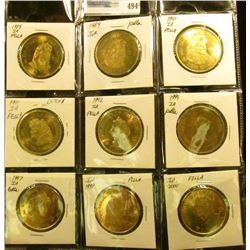 1988, 89, 90, 91, 92, 94, 97, 98, & 2000 Annual Tulip Time Festival Medallions, all 39mm, Gem BU, Br