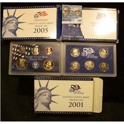 2000 S PROOF STATE QUARTER SET, 2001 S PROOF SET, AND 2005 S PROOF SETS