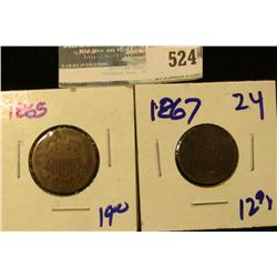 1865 TWO CENT PIECE AND 1865 TWO CENT PIECE