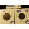 Image 1 : 1865 TWO CENT PIECE AND 1865 TWO CENT PIECE