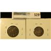 Image 2 : 1867 NO RAYS SHIELD NICKEL AND 1865 THREE CENT PIECE