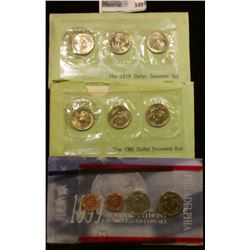 1979, 1980, AND 1999 THREE PIECE SUSAN B ANTHONY SETS.  EACH SET HAS THREE DOLLARS IN IT.  EACH SET 