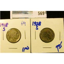 1918-S AND 1828-S BUFFALO NICKELS