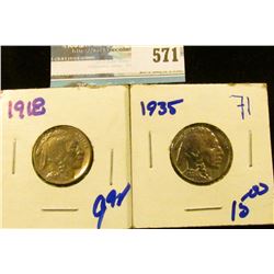 1918 BUFFALO NICKEL WITH FULL HORN AND HIGH GRADE 1935 BUFFALO NICKEL