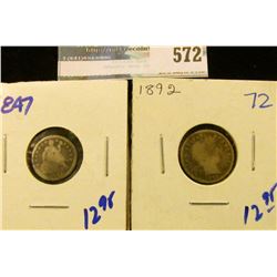 1892 BARBER DIME AND 1847 SEATED HALF DIME