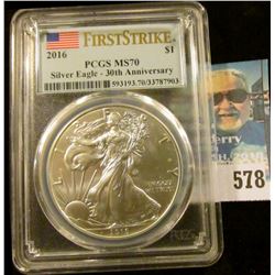 2016 AMERICAN SILVER EAGLE GRADED MS 7O FIRST STRIKE BY PCGS