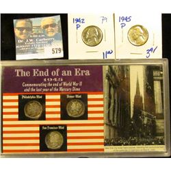 1942-P AND 1945-P SILVER WAR NICKELS PLUS THE END OF AN ERA MERCURY DIME COIN SET