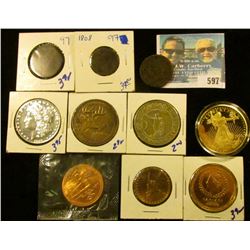 1808 DRAPED BUST HALF CENT, CLASSIC HEAD LARGE CENT NO DATE, AND 1843 CORONET HEAD LARGE CENT, REPLI