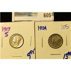 1917-S AND 1924 MERCURY DIMES