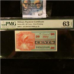 50 CENTS MILITARY PAYMENT CERTIFICATE GRADED MS 63 EXCEPTIONAL PAPER QUALITY BY PMG.  THE NOTE IS A 
