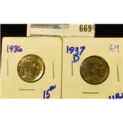 1936 AND 1937-D BUFFALO NICKELS