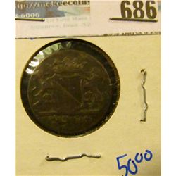 NETHERLANDS UTRECHT DUIT DATED 1765- KM NUMBER 91-A