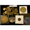 Image 2 : SMALL BAG OF LOUISVILLE TRANSIT TOKENS, APOTHECARY WEIGHT, STATUTE OF LIBERTY PROOF HALF DOLLAR, NAT