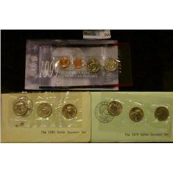 1979, 1980, AND 1999 THREE PIECE SUSAN B ANTHONY SETS.  EACH SET HAS THREE DOLLARS IN IT.  EACH SET 