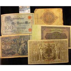 OVERSIZED GERMAN BANK NOTES LOT… THIS LOT INCLUDES 1910 100 MARK NOTE, 1910 20 MARK NOTE, 1908 100 M