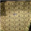 Image 1 : UNCUT SHEET OF 32 TWO DOLLAR BILLS SERIES 1995