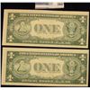 Image 2 : TWO CRISP AND CONSECUTIVE ONE DOLLAR BLUE SEAL SILVER CERTIFICATE SERIES 1935-G.  BOTH NOTES ARE WAY