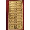 Image 1 : 10 CRISP AND CONSECUTIVE ONE DOLLAR STAR NOTES SERIES 1995