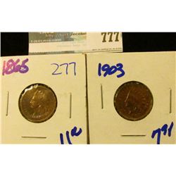 1903 AND 1865 INDIAN HEAD CENTS
