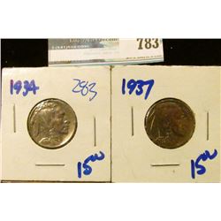 1934 AND 1937 BUFFALO NICKELS