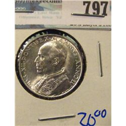 SILVER 1940 VATICAN 5 LIRE COIN