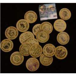(20) Different Iowa Wooden Nickels.