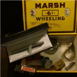 "Marsh 6c Wheeling Mountaineers Established 1840" Cigar Box with a couple of advertising knives; a p