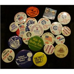 (20) Miscellaneous Pin-backs, many Elks Lodge related.