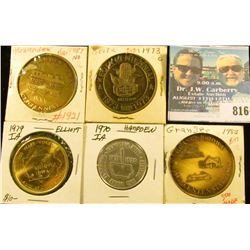 (5) Different Iowa Centennial Medals, includes: Hawarden, Keota, Hampden, Elliot, & Ganger, Iowa.