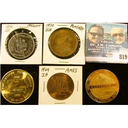 (5) Different Iowa Centennial Medals, includes: Dallas Center, Ames, Orient, Pomeroy, & Prescott.