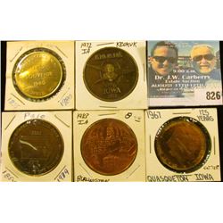 (5) Different Iowa Quasquicentennial Medals, includes: Quasqueton, Burlington, Palo, Keokuk, & Goldf