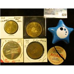 Star Toy, broken wooden nickel; "Boogie's Pool Hall Hawarden, Iowa" Good for 25c in Trade Token; Kir