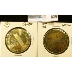 1977 Bronze & 1984 White metal Creston, Iowa Railroad Medals, both BU.