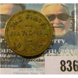 "Paullina's/50th/Anniversary/1883-1933", "The First/National/Bank", brass, VF. (Paullina, Iowa) Extr