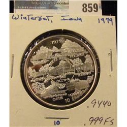 "1979 Bridge Festival Oct. 13-14" #10 .999 Fine Silver Madison County Covered Bridge Capitol of Iowa