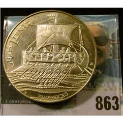 1969 "Habib Bourguiba/President De La Rep. Tunisienne" 1 Dinar, "Phoenices" Depicts a Phoenecian shi