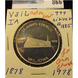 "St. Ann's Church/1878 1978 Vail, Iowa", "St. Ann Pray For Us/Novena July 18-26", Proof, #1885 .999 