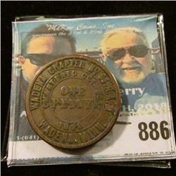  Wadena Chapter No.66, R.A.M./Chartered Oct. 25, 1898/One/Penny/Wadena, Minn. , reverse  KSHTWSST , 