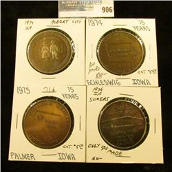 906 _ (4) different Iowa Diamond Jubilee Medals, includes: Somers, Palmer, Schleswig, & Albert City,