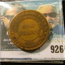 926 _  Trowel Chapter No.49 R.A.M./Chartered October 21st/1869/One/Penny/Cedar Rapids, Ia.  Masonic 