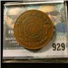 Image 2 : 929 _ "Evergreen Chapter No.55 R.A.M./Chartered…./(unintelligle)/Eldora, Ia." Masonic Penny. AG.