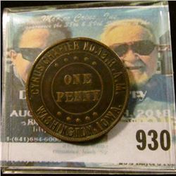 930 _ "Cyrus Chapter No.13 R.A.M./One/Penny/Washinton, Ia." Masonic Penny. VF