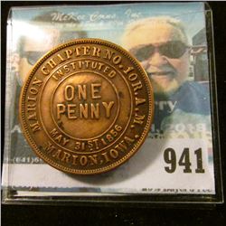 941 _  Marion Chapter No. 10 R.A.M./Instituted/One/Penny/May 31st, 1856/Marton, Iowa ,  KSHTWSST , V