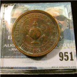 951 _ "Amity Chapter No.93 R.A.M./Chartered October 26th, 1881/One/Penny/Audubon, Iowa" Masonic Penn