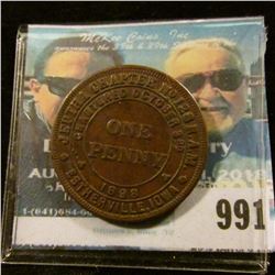 991 _ "Jeptha Chapter No.128 R.A.M./Chartered Oct. 3rd/1898/One/Penny/Estherville, Ia" reverse "KSHT