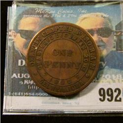 992 _ "Oelwein Chapter No.130 R.A.M./Chartered December 30th/1898/One/Penny/Oelwein, Ia" reverse "KS
