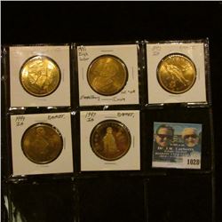 1028 _ 5-Piece Set of Emmetsburg, Iowa Sister City of Dublin, Ireland Irish Dollars. 1990, 1991, 199