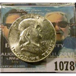 1078 _ 1955 P Franklin Half Dollar, MS 65. Nearly Full Bell Lines.