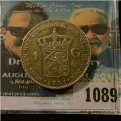 1089 _ 1931 Netherlands Silver Gulden, VF.
